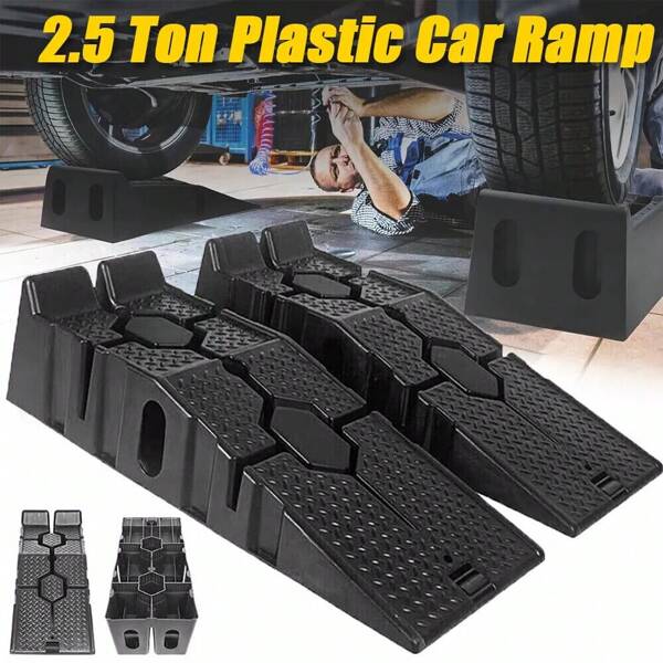 NetHong 1paar Aufun Auffahrrampe PKW Schwarz, Hochbelastbare Rampe Auto bis 2500 kg/2.5T