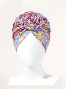 1 件女士印花头巾，轻奢非洲风格头巾帽，重要场合佩戴头巾 - 彩色 - 查看 11
