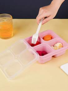 1pc Snack Containers, Divided Bento Lunch Box With Transparent Lids, Reusable Meal Prep Lunch Containers For Adults, No BPA, 4 Compartment Food Storage Containers For People Work Travel