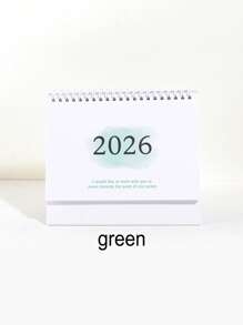 1 pièce Calendrier de bureau 2025 de taille moyenne à couleur unie - reliure en anneau métallique, page intérieure avec motif de paysage naturel personnalisable, calendrier de bureau à retournement vertical, fournitures de bureau, cadeaux pour amis (avec autocollants), rentrée des classes, rentrée des classes, fournitures scolaires