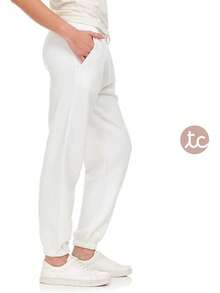 Sweatpants Women - Closed Cinch Bottom Fleece Lounge Womens Plus Size Joggers - White - View 4