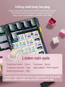 AULA F98 Three-Mode Mechanical Keyboard, 99-Key Arrangement, 19 Kinds Of RGB Lighting Effects, Shaft Body Hot-Swappable, Compatible With Windows, IOS And Systems, Large Battery Capacity, Suitable For Daily Office And E-Sports Games, And Can Be Connected To Notebooks/Computers And Other Devices.