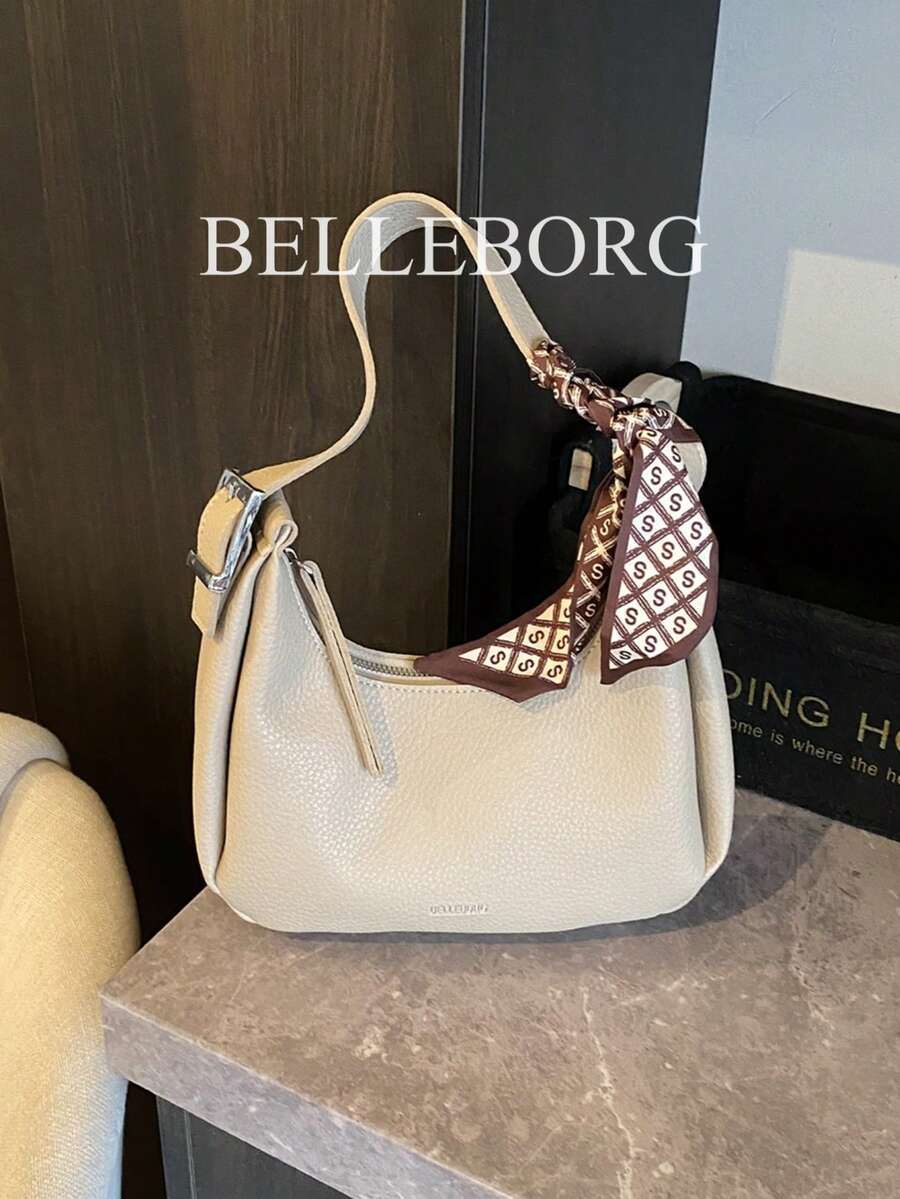 Fashionable Versatile Retro Print Shoulder Bag Underarm Bag With Scarf - View 1