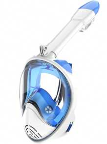 硅胶全脸浮潜面罩，干式浮潜面罩，可拆卸便携式浮潜面罩，带相机支架，适合旅行，沙滩必需品，沙滩配件，泳池浮板