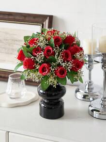 1/5/10 buc trandafiri albi artificiali cu frunze, flori artificiale pentru buchete de nuntă, mireasă și domnișoare de onoare, flori de trandafiri de mătase pentru decorarea casei