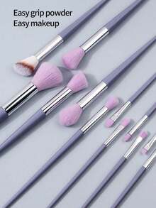 13pcs Purple Makeup Brush Set + 1pc #4 Foundation Brush + 2pcs Random Color/Shape Beauty Sponge Blender For Eye Shadow/Foundation/BB Cream/Concealer, Soft Full Face Makeup Tool Set For Women,Brush Set,Makeup Brush Kit,Make Up Brush Set,Make Up Set Complete,Makeup Brush Set,Complete Makeup Kit,Brush Kit,Brushes Makeup Set,Makeup Gift Set,Set - Purple - View 4