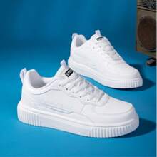 European And American Fashion Breathable Couple's Casual Sneakers, Women's Thick Sole Sports Shoes, Spring/Autumn - White - View 1
