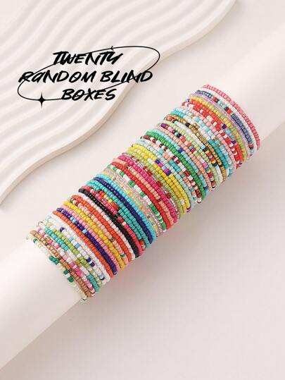 20 قطعة/ عبوة مجموعة أساور مطاطية معقودة متنوعة بطراز بوهيمي، متعددة الاستخدامات للنساء لارتدائها في المناسبات العادية والشاطئ والعطلات