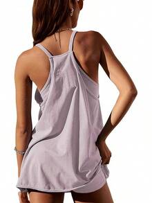 Women's Summer Sleeveless Mini Dress With Built-In Shorts - 淺紫色 - 查看 2