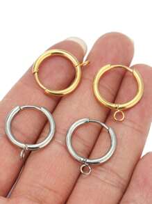 10 Stücke Edelstahl Huggie Ohrringe mit Schlaufe, runde Ohrposts mit offenem Federring für DIY Schmuckherstellung Zubehör