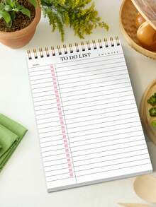 Trees 1本无日期待办事项笔记本/每日计划本/日程安排本/螺旋装订任务清单/日程本，提升效率，8.5英寸 x 5.5英寸，100克纸张