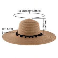 Bride Beach Hat, Pom Pom Sun Hat, Personalized Mrs Gift, Floppy Hat, Bachelorette Party Gift, Bridal Shower Gift, Bridesmaid Gift - Multicolor - View 2