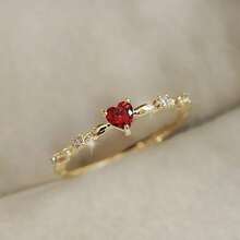 1Pc Delicate Women's Fashion Heart Ring, Suitable For Valentine's Day, Vacation, Commuting, Dating, Party, Wedding, Engagement, Proposal Ring, Suitable For Wife, Girlfriends, Anniversary, New Year Gifts, Suitable For All Seasons - Vàng - Xem 7