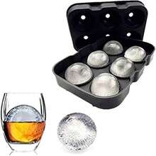 áquina para hacer bolas de hielo de silicona, bola redonda 3D, bolas altas, bandeja de molde de cubo con forma de hielo para congelador, herramientas de barra de cóctel de whisky UTVX - 4 bolas - Ver 4