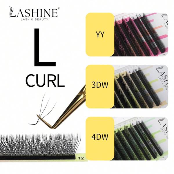 Lashine Lashine 12 Rows 0.07MM L Curl 7-13mm Mix Lashs YY/3DW/4DW/5DW/6DW Shape Lashes Natural Soft Lash Tech Supplies Brazilian Eyelash Premade Volume Fan Lashes Extension