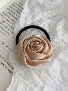 5/1 szt. satynowych, ręcznie robionych gumek do włosów z motywem róży, elegancka gumka do włosów, odpowiednia do codziennego noszenia w stylu boho, strój sportowy na siłownię