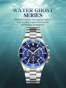 BIDEN Men's Wrist Watch, Men's Business Watch, Men's Sports Chronograph, Quartz Watch With Calendar & Luminous Function, Stainless Steel Strap Waterproof Men's Wrist Watch, Comes With Watch Link Remover And Watch Box - Silver - View 11