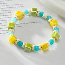 1pc New Colorful Ceramic & Glass Friendship Bracelet, Suitable For Gifts To Classmates