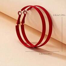 1pair European And American Style Minimalist Festival Celebration Extravagant Fashionable Large Pink Hoop Earrings Suitable For Women's Daily Wear - 粉色 - 查看 10