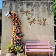 1PC Rusty Metal Dragonfly Wall Art Decor, Easy-To-Install Wrought Iron Decoration, Cross-Border American-Style For Garden Fence, Ideal For Indoor Outdoor Use, Perfect Housewarming Home Decor Gift - Rust Brown - View 5