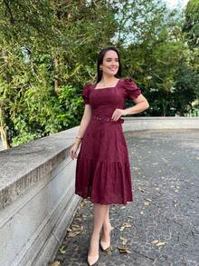 LESE MIDI DRESS WOMEN'S DRESS - Burgundy - View 1