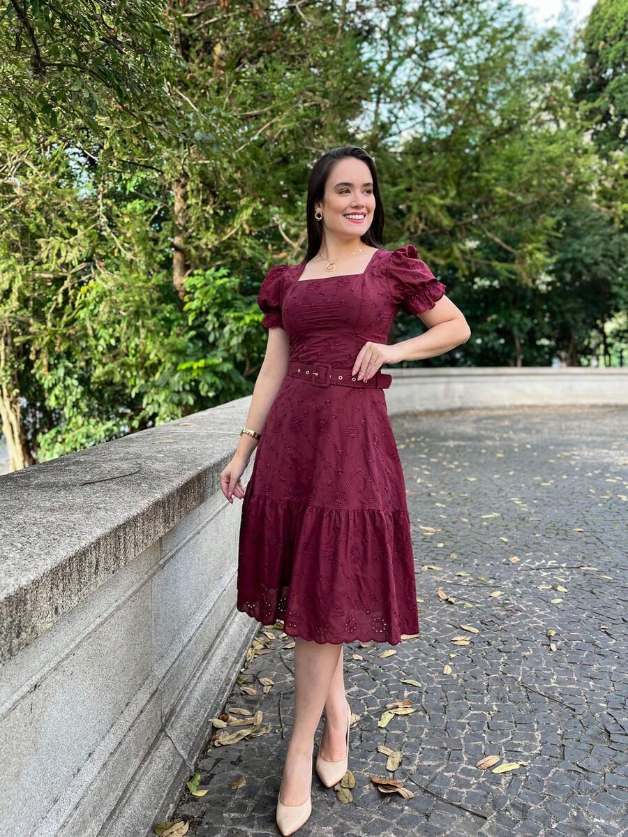 LESE MIDI DRESS WOMEN'S DRESS - Burgundy - View 1