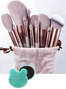 15 Pieces, Makeup Brush Set, Concealer, Blush, Powder, Eye Shadow, Highlighter, Foundation, Beauty Makeup Tools, With Makeup Clear Box, Powder Puff, Suitable For Daily Makeup, Traveling, And Daily Commuting
