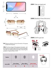 2 件女式无框复古矩形金属太阳镜，经典时尚眼镜，适合户外旅行海滩度假休闲日常佩戴，防紫外线驾驶太阳镜，适合女士遮阳外出装户外海滩海滨度假，是送给家人和朋友的礼物 - 2PCS組合裝B - 查看 4