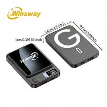 Winsway 5000mAh Magnetic Wireless Power Bank, Convenient Wireless Magnetic Charging, Dual Devices Parallel Power Supply, Ultra-Thin Body For Easy Boarding, LED Digital Display Shows Power Level - White - View 4