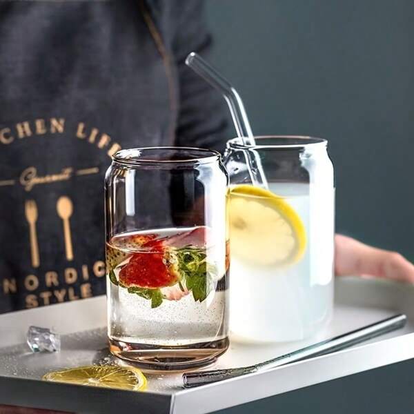 1pc/4pcs 400ml/550ml Transparent Glass Cola Cup, DIY Customizable