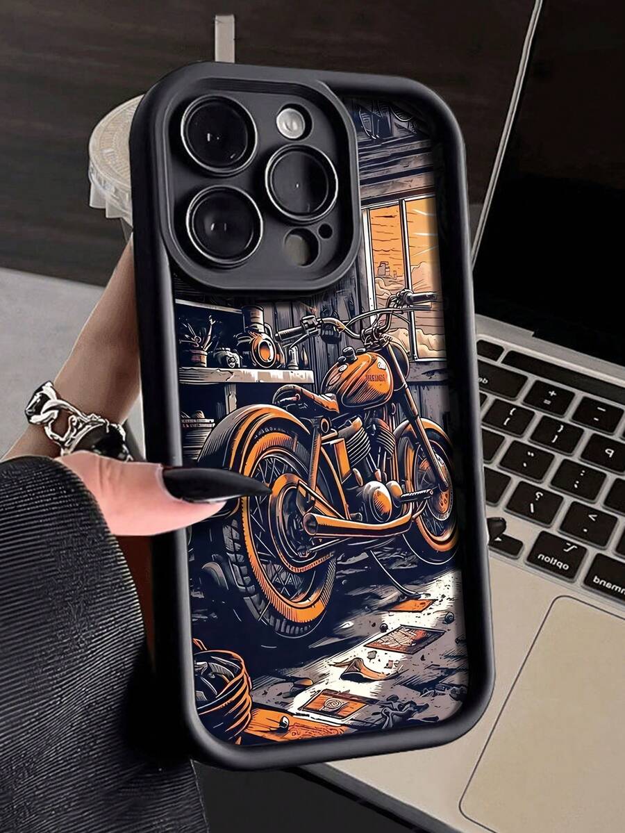 Precision Perforated Edged Orange Motorcycle Painted Anti-Drop Phone Case Compatible With IPhone Waterproof Shockproof Scratch Resistant, International Version, Not The Domestic Version - Multicolor - View 1