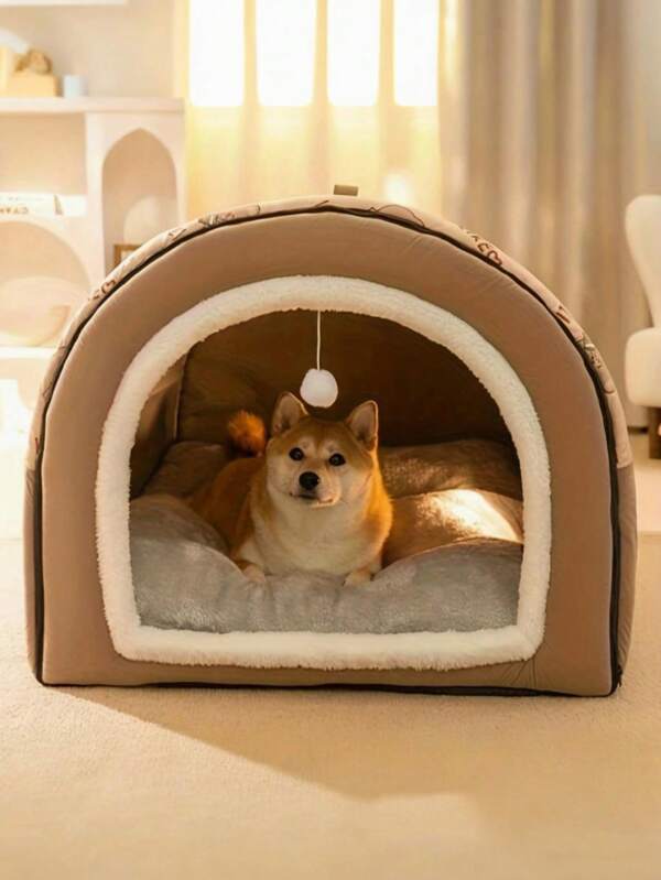 1pc Comfortable & Warm Dog Bed, Suitable For Large Dogs, Soft & Breathable Large Space, Removable & Washable Dog House For Happy Puppies, Suitable For Winter