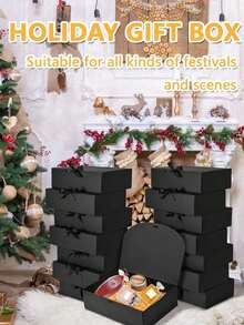 FZZ Black Covered Gift Box, Groomsman Proposal Box, Luxury Black Gift Box (With Ribbon), Suitable For Weddings, Birthdays, Parties, Bridesmaids, Graduations, Valentine's Day, Mother's Day, Father's Day And Various Occasions