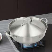 SENDERPICK Stainless Steel Wok Frying Pan With Lid Wok Pan With Lid Stir-Frying Pan - Silver - View 8