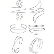 6pcs/Set Geometric Metal Punk Style Hollow Cross Layer Exaggerated Bangle Bracelets For Women