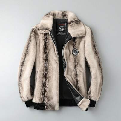 Men's One Piece Faux Fur Long Sleeve Jacket , Winter Warm Fall Outdoor Casual Daily Wear