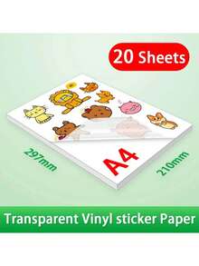 50 piezas de etiquetas transparentes autoadhesivas, tamaño A4, imprimibles, pegatinas de vinilo, compatibles con todas las impresoras de inyección de tinta, 50 hojas - transparente - Ver 7