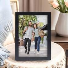 1 pieza, foto personalizada, marco de madera con plexiglás pulido, estilo Día de San Valentín, póster de arte impreso en lienzo personalizado, perfecto para familias, parejas, recuerdos de mascotas y un regalo perfecto para aniversarios