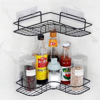 1/2 piezas Kit soporte adhesivo para champú montado en la pared, estantería de baño, organizador de jabón para cocina y baño