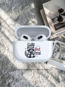 Super Cute Little Raccoon Patterns High Quality Shock Absorption Black Airpod Case 360 Degree Full Protection Compatible With AirPodsPRO, AIRPODS3, AIRPODSPRO2, AIRPODS2, AIRPODS4.The Special Gift For Friend, Parents, Lover. - Clear - View 3