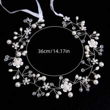 1pc Flower Girl Headpiece, Flower Girl Hair Accessory, Silver Wedding Headband For Girls, Princess Crystal Pearl Hair Accessories For Birthday, Party, First Communion,Wedding