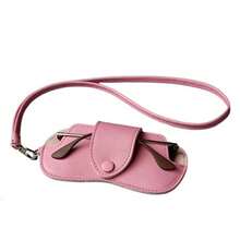 Portable Sunglasses Storage Bag Glasses Case Hanging Neck PU Leather Glasses Holder Protective Sleeve With Lanyard Sunglasses Pouch