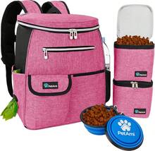 Dog Travel Bag Backpack, Airline Approved Dog Bags For Traveling, Puppy Diaper Bag Supplies, Pet Camping Essentials Hiking Accessories Dog Mom Gift, Food Container, Collapsible Bowls, Pink - Pink - View 1
