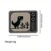 2pcs Dinosaur TV Shape Embroidered Patches, Suitable For Holiday Decoration, Hole Repair, Clothing, Scarf, Bag DIY - Brown - View 3