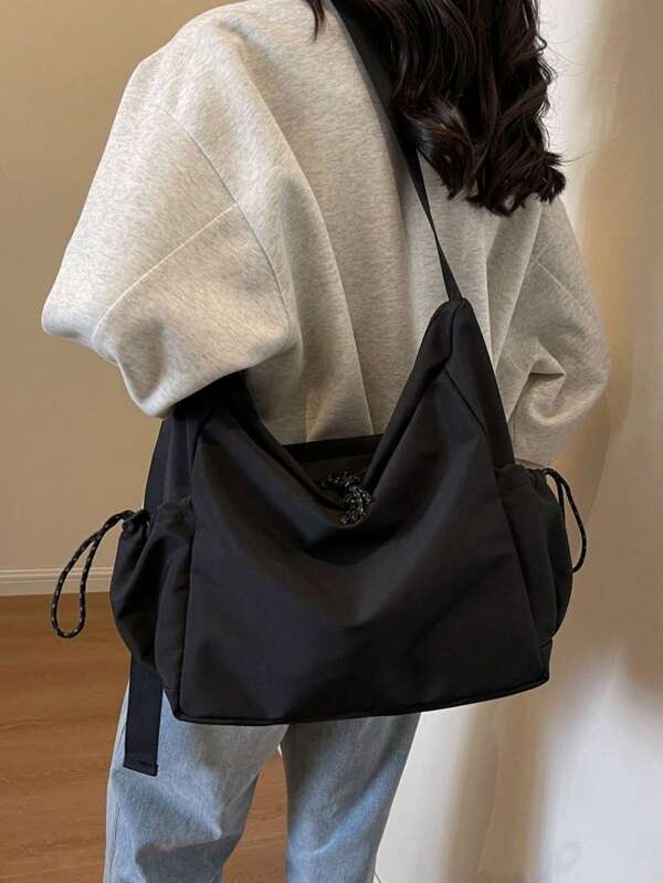 Fashionable Solid Color Large Capacity Nylon Crossbody Bag, Adjustable Shoulder Strap, Zipper Closure, Lightweight, Multi-Pocket Design, Suitable For Daily Work, Holidays, Shopping, Etc.