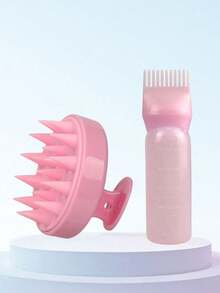 3件套/2件套护发套装，包含喷雾瓶（200毫升/300毫升）、发根涂抹瓶、染发油涂抹瓶 - 染发瓶和头皮按摩刷，可清洁头皮并按摩头部，缓解压力，促进头发生长，男女通用沐浴刷 - 让您的洗发日更轻松快捷，在家即可享受沙龙级美发体验 - 白色+粉紅色 - 查看 15