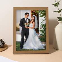 1 件，定制照片，抛光有机玻璃木框，婚礼风格，个性化帆布印刷海报艺术，非常适合家庭、情侣、宠物的回忆，也是周年纪念的完美礼物