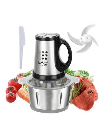  Uppgraderad LAC 3L hushållsköttkvarn med lås, avtagbar skål i rostfritt stål, 4 blad, dubbel hastighet, snabb köttfärs, kryddor, vitlök