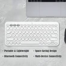 Logitech K380 Wireless Keyboard, Ultra-Long Battery Life, Ready To Use, Ergonomic Design, Suitable For Tablets, Laptops And Mobile Phones, Lightweight And Portable - White - View 2
