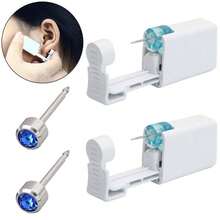 1-10pcs Ear Piercing Kit Disposable Ear Piercing Gun Built-In Ear Studs For Home Self Piercing Tools - Blue - View 3